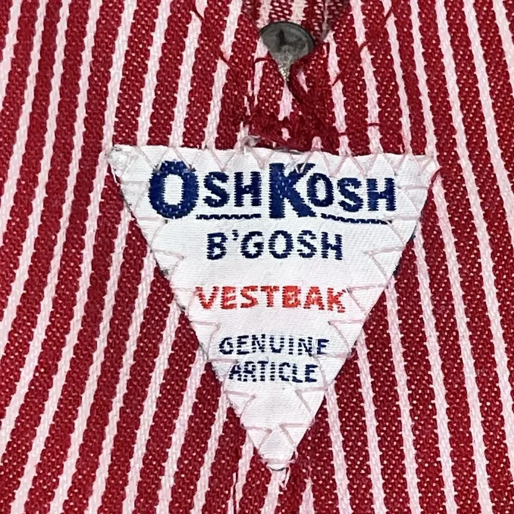 Vintage OshKosh B’gosh Vestbak Shortalls size 2T Made In USA Red Stripes 90's